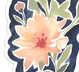 Floral peach and navy Vinyl Sticker