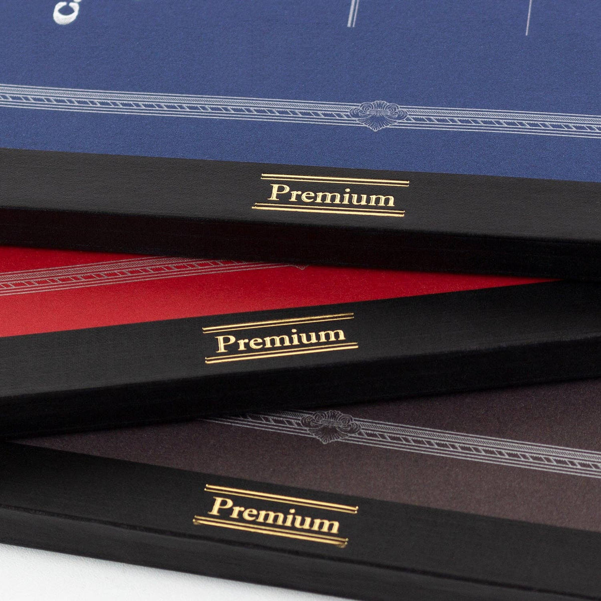 Stack of Apica Premium notebooks showing the Premium label on the covers
