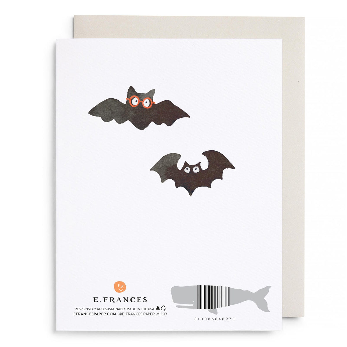 Spooky Bats Halloween Card by E. Frances Paper, back