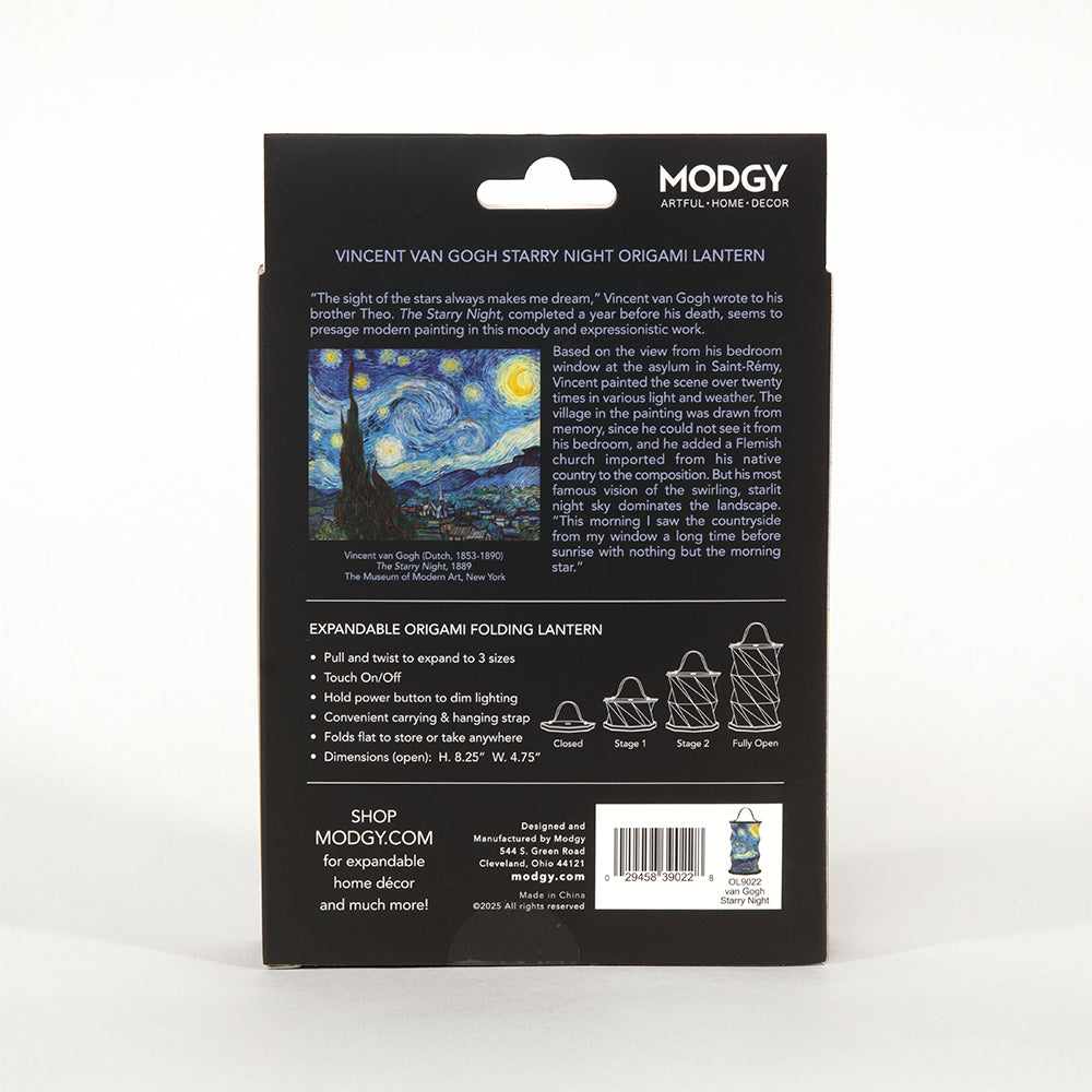 Starry Night origami lantern package, back