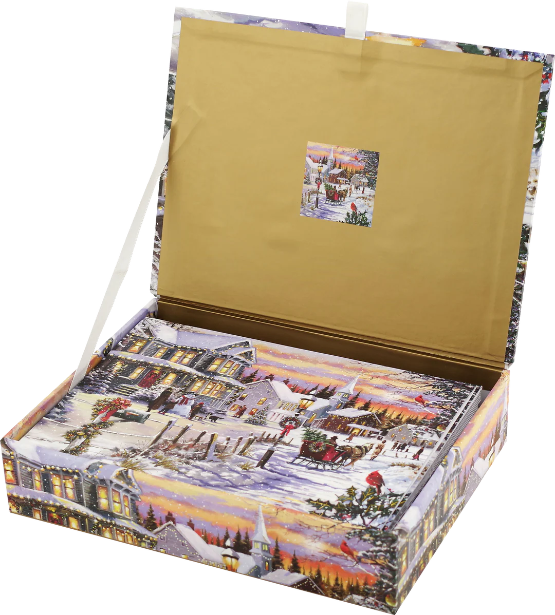Village Sleigh Ride Holiday Greeting Cards - Boxed Set