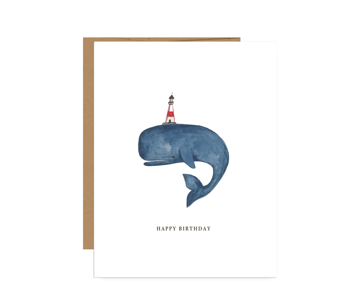 Whale and lighthouse / Coastal Birthday  greeting Card