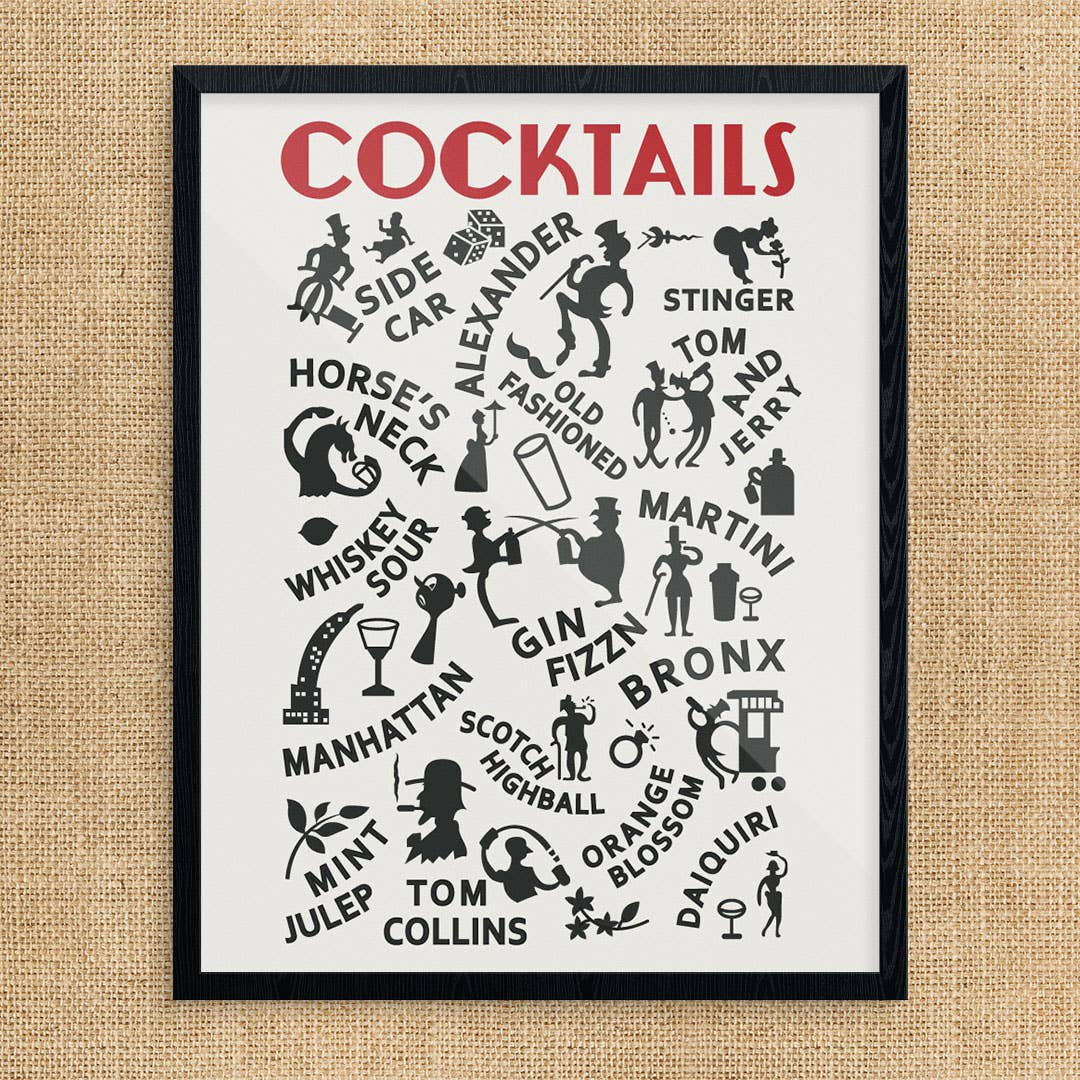 Vintage Cocktails List Print