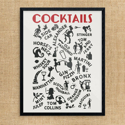 Vintage Cocktails List Print