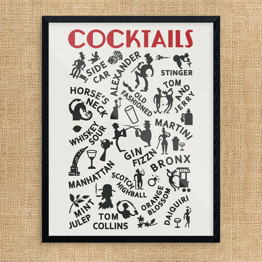 Vintage Cocktails List Print
