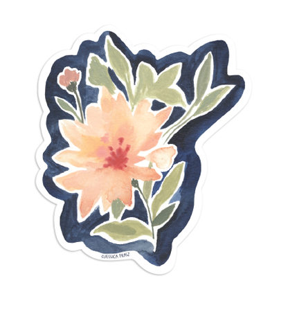 Floral peach and navy Vinyl Sticker