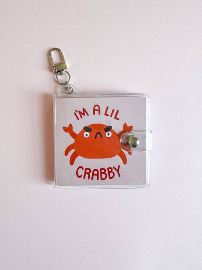 Mini Notebook Bag Charm Keychain - I'm A Lil Crabby (Crab, Funny, Pun)