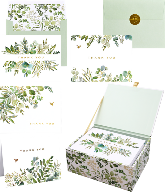 Eucalyptus Premium Thank You Note Cards, front