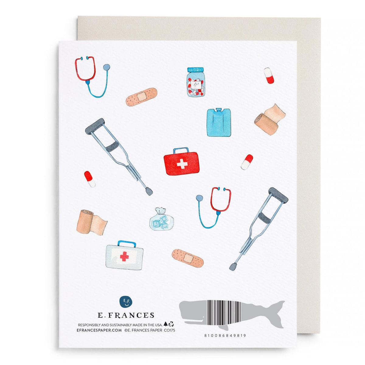 First Aid Kit Get Well Card by E. Frances Paper, back