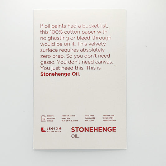Stonehenge Artist Oil Paper Pad, White 4x6 (12 Sheets)