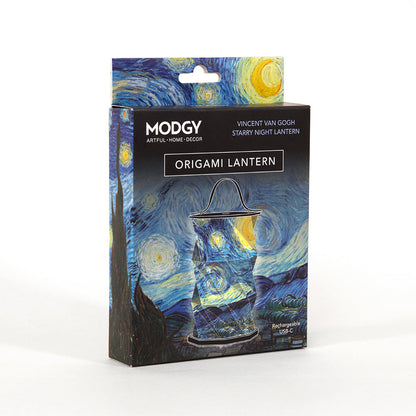 Starry Night origami lantern package, three-quarter view