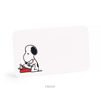 Snoopy Typing Little Notes by E. Frances Paper, card front