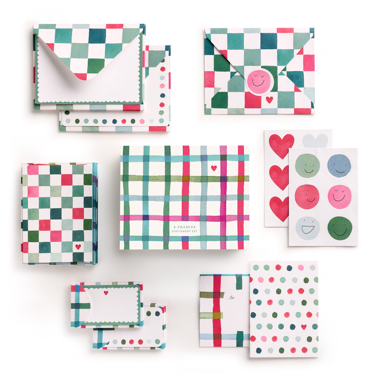 Happy Plaid Stationery Set by E. Frances Paper