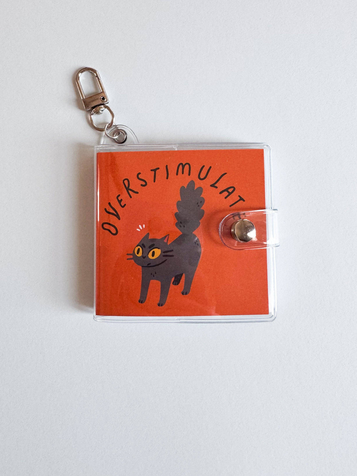 Mini Notebook Bag Charm Keychain - Overstimulated Cat (Funny, Cat, ADHD)