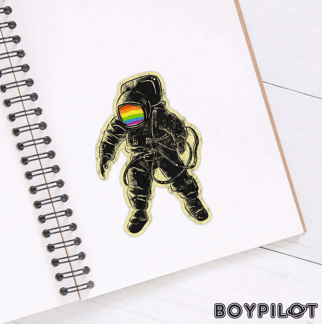 Queer Astronaut Sticker - Vintage Rainbow Astronaut Cosmonau