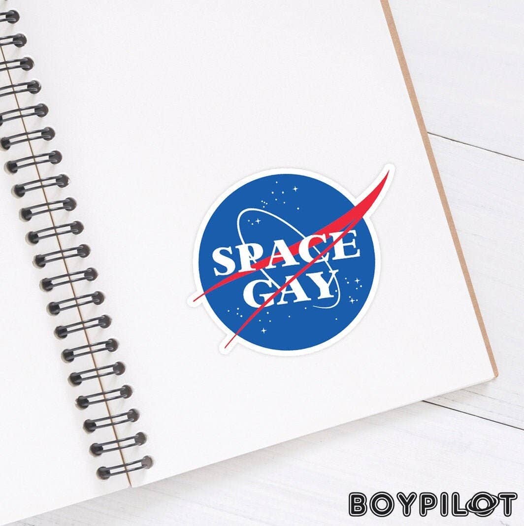 Space Gay sticker 3" x 2.5" - Gay Lesbian Queer Pride LGBT O