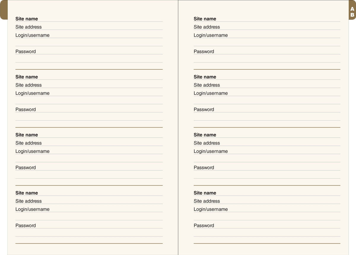 Gilded Floral Large-Format Internet Address & Password Logbook