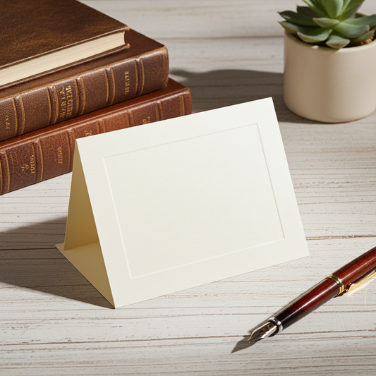 Classic Linen Fold-Over Note Cards with Envelopes, 8 Pack, White or Ivory
